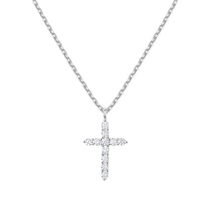 Modern Style Cross Sterling Silver Inlay Zircon Pendant Necklace