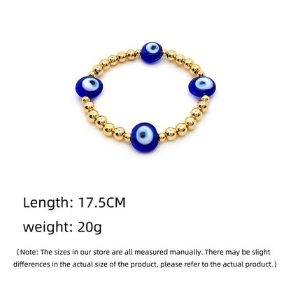 Modern Style Devil'S Eye 18k Gold Plated Glass Copper Wholesale Bracelets