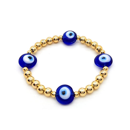 Modern Style Devil'S Eye 18k Gold Plated Glass Copper Wholesale Bracelets