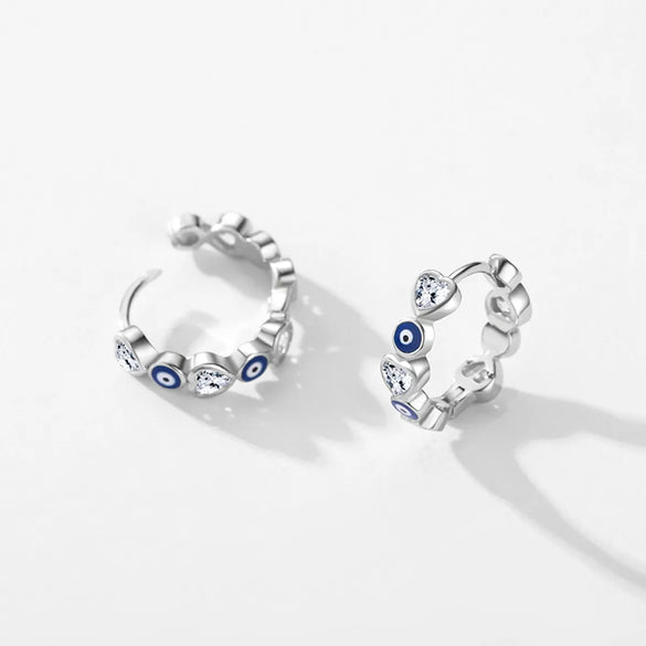 Modern Style Devil's Eye Sterling Silver Plating Inlay Zircon Rhodium Plated Rings Earrings