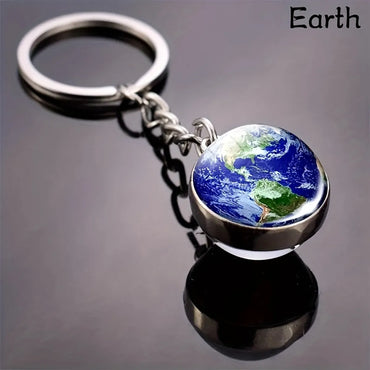 Modern Style Earth Stainless Steel Glass Inlay Glass Unisex Keychain