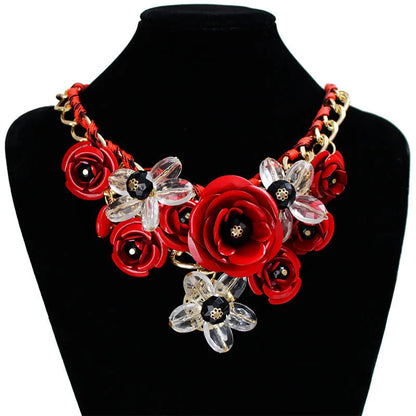 Wholesale Jewelry Modern Style Flower Arylic Iron Plating Necklace