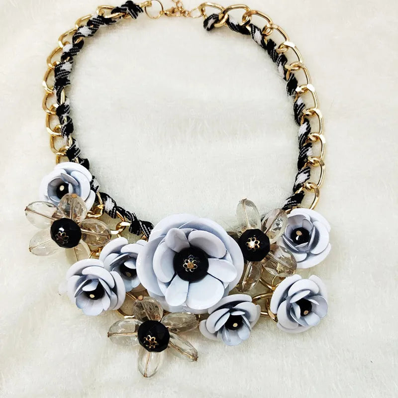 Wholesale Jewelry Modern Style Flower Arylic Iron Plating Necklace