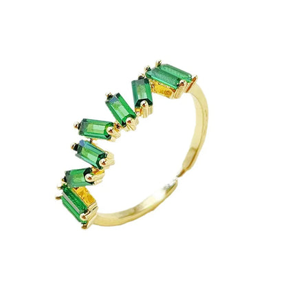 Modern Style Geometric Copper Plating Inlay Zircon 18k Gold Plated Open Rings