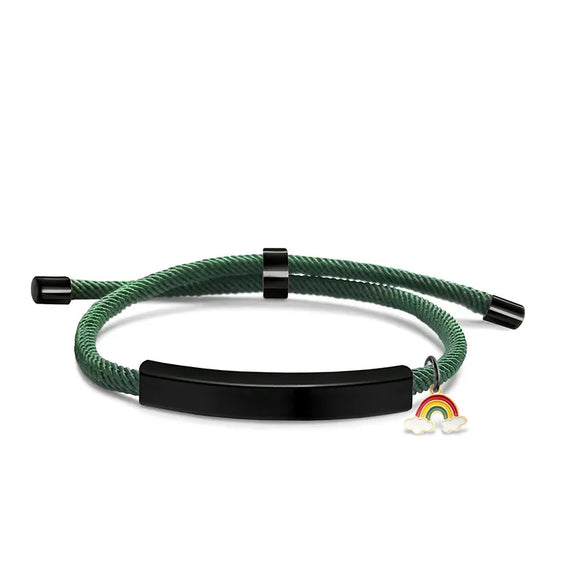 Modern Style Geometric Rainbow Customization Laser Engraving 201 Stainless Steel Rope Cord String String Bracelets Wholesale