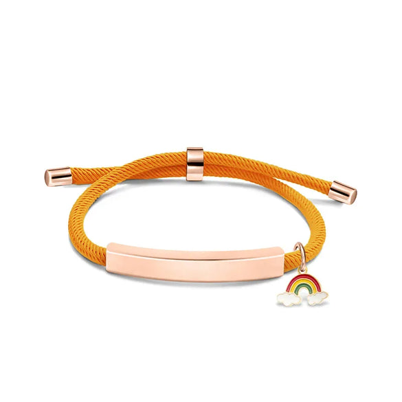 Modern Style Geometric Rainbow Customization Laser Engraving 201 Stainless Steel Rope Cord String String Bracelets Wholesale