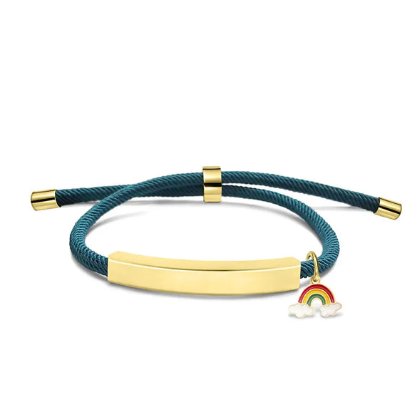 Modern Style Geometric Rainbow Customization Laser Engraving 201 Stainless Steel Rope Cord String String Bracelets Wholesale