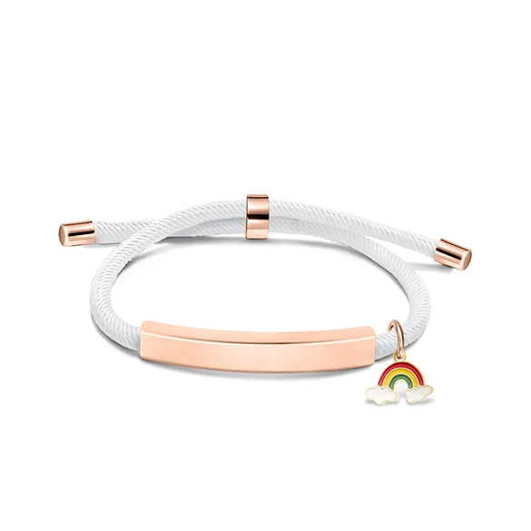 Modern Style Geometric Rainbow Customization Laser Engraving 201 Stainless Steel Rope Cord String String Bracelets Wholesale