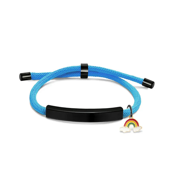 Modern Style Geometric Rainbow Customization Laser Engraving 201 Stainless Steel Rope Cord String String Bracelets Wholesale