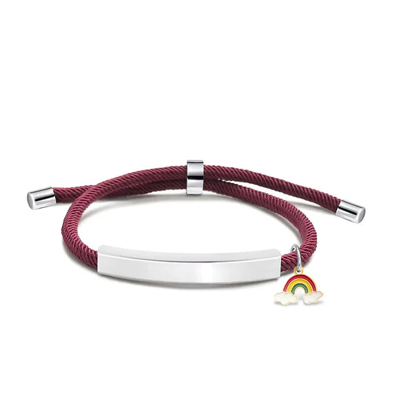 Modern Style Geometric Rainbow Customization Laser Engraving 201 Stainless Steel Rope Cord String String Bracelets Wholesale