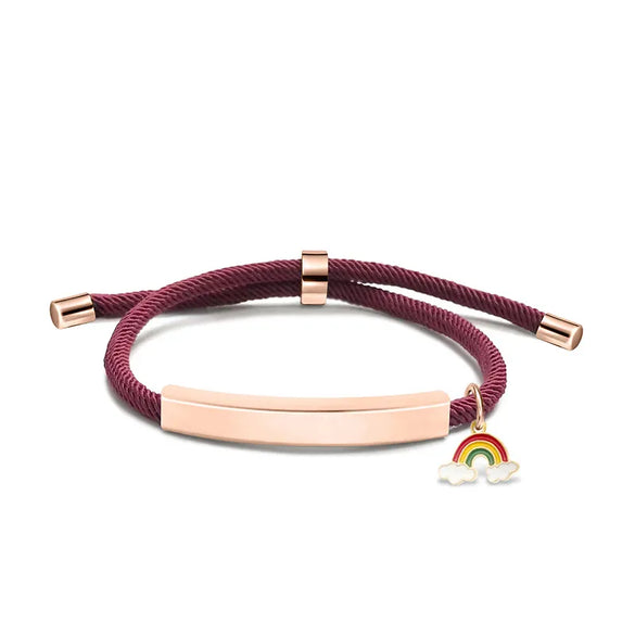 Modern Style Geometric Rainbow Customization Laser Engraving 201 Stainless Steel Rope Cord String String Bracelets Wholesale