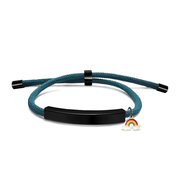 Modern Style Geometric Rainbow Customization Laser Engraving 201 Stainless Steel Rope Cord String String Bracelets Wholesale