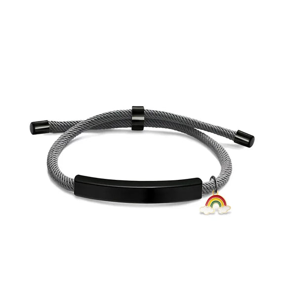 Modern Style Geometric Rainbow Customization Laser Engraving 201 Stainless Steel Rope Cord String String Bracelets Wholesale