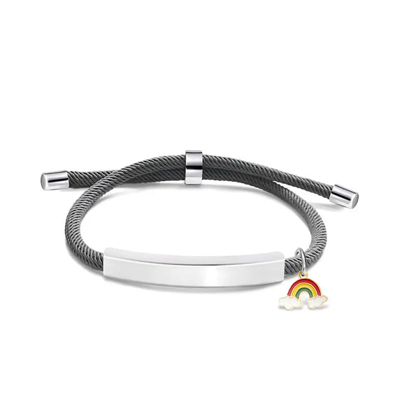 Modern Style Geometric Rainbow Customization Laser Engraving 201 Stainless Steel Rope Cord String String Bracelets Wholesale