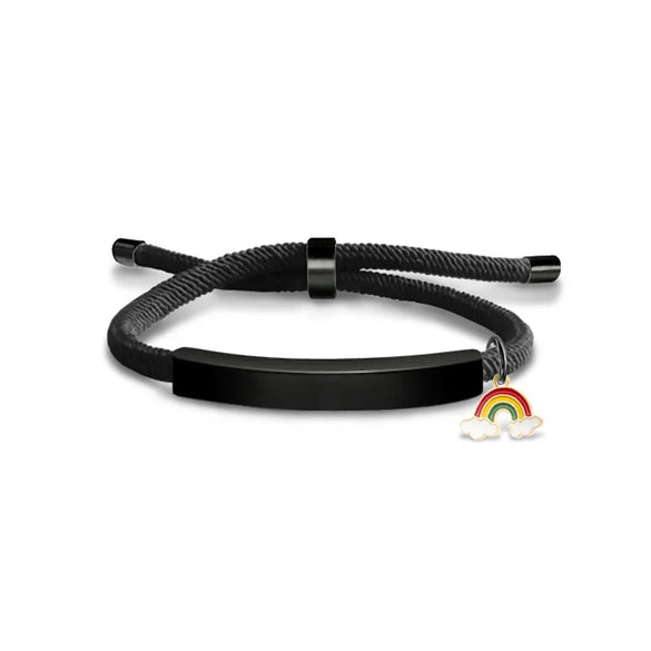 Modern Style Geometric Rainbow Customization Laser Engraving 201 Stainless Steel Rope Cord String String Bracelets Wholesale