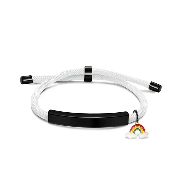 Modern Style Geometric Rainbow Customization Laser Engraving 201 Stainless Steel Rope Cord String String Bracelets Wholesale