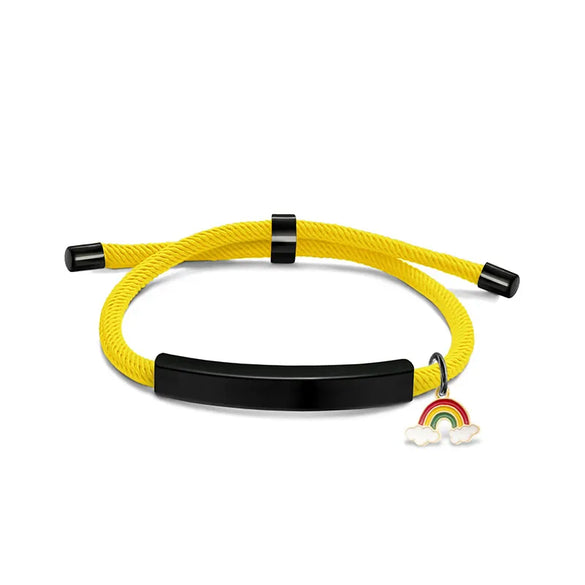 Modern Style Geometric Rainbow Customization Laser Engraving 201 Stainless Steel Rope Cord String String Bracelets Wholesale