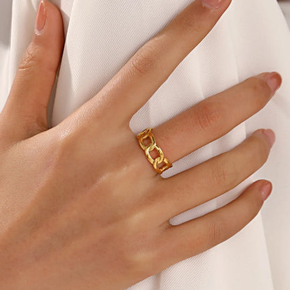 Modern Style Geometric Stainless Steel 18k Gold Plated Open Rings In Bulk