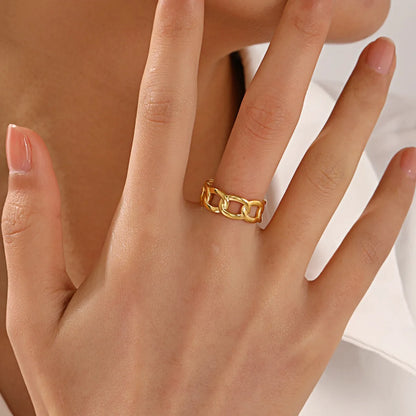 Modern Style Geometric Stainless Steel 18k Gold Plated Open Rings In Bulk