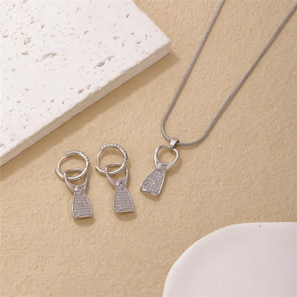 Modern Style Geometric Stainless Steel Copper Plating Inlay Zircon Gold Plated Silver Plated Jewelry Set