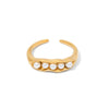 Modern Style Geometric Stainless Steel Pearl Plating Gold Plated Open Ring