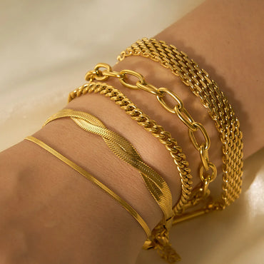 304 Stainless Steel 18K Gold Plated Modern Style Geometric Plating Bracelets