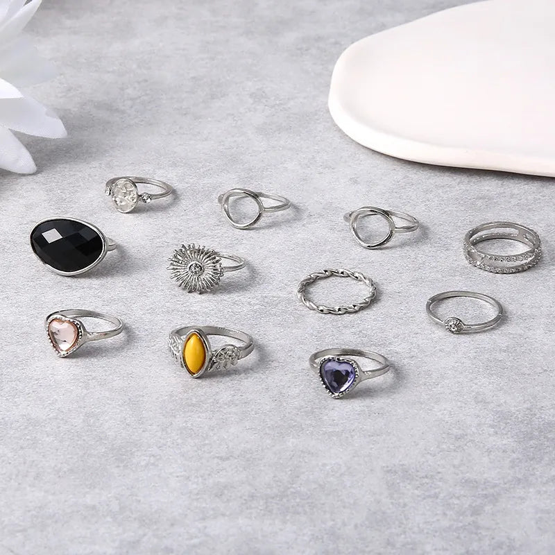 Modern Style Heart Alloy Plating Zircon Rings