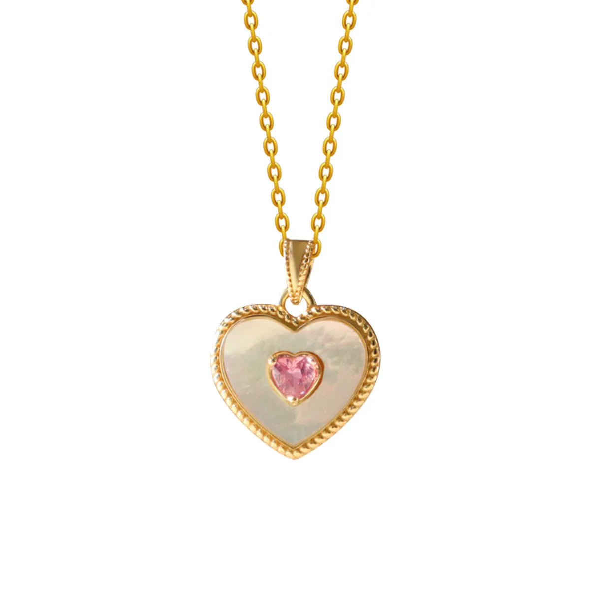 Modern Style Heart Shape Copper Plating Inlay Artificial Gemstones Pendant Necklace