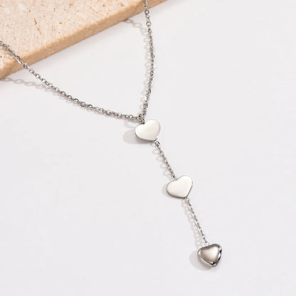 Modern Style Heart Shape Stainless Steel Polishing Plating 14k Gold Plated Pendant Necklace