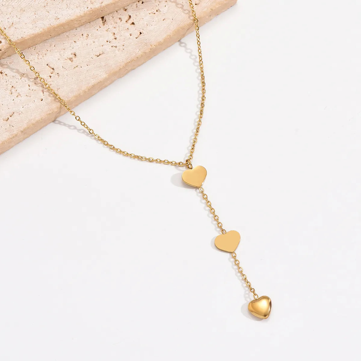 Modern Style Heart Shape Stainless Steel Polishing Plating 14k Gold Plated Pendant Necklace