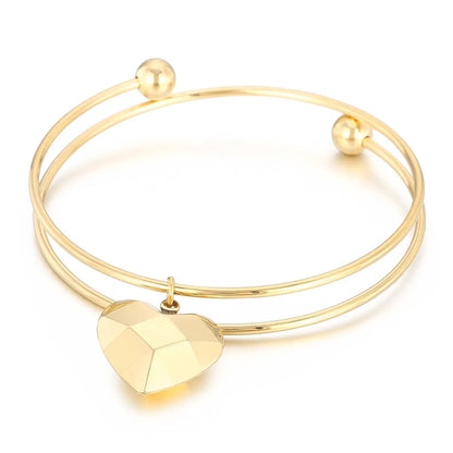 Modern Style Heart Shape Stainless Steel Titanium Steel Plating 18k Gold Plated Bangle