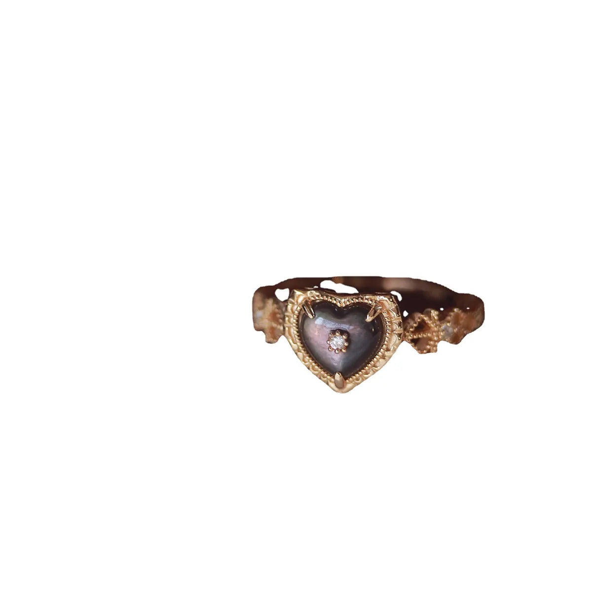 Modern Style Heart Shape Sterling Silver Plating Inlay Zircon 24k Gold Plated Rings