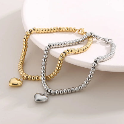 Modern Style Heart Shape Titanium Steel Plating 18k Gold Plated Bracelets Earrings Necklace