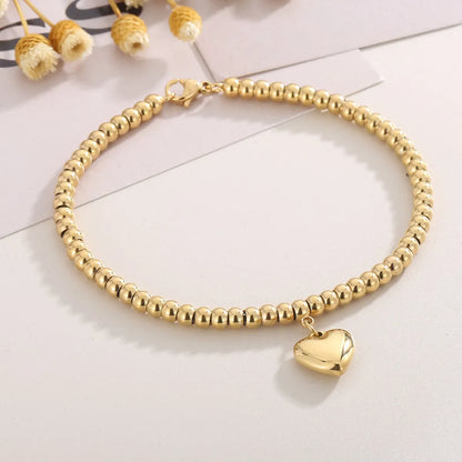 Modern Style Heart Shape Titanium Steel Plating 18k Gold Plated Bracelets Earrings Necklace