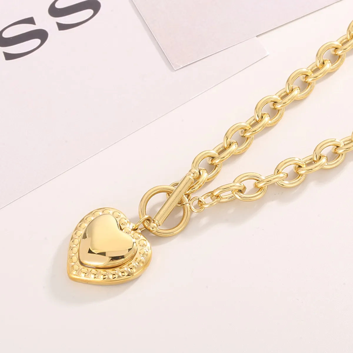 Modern Style Heart Shape Titanium Steel Plating 18k Gold Plated Earrings Necklace