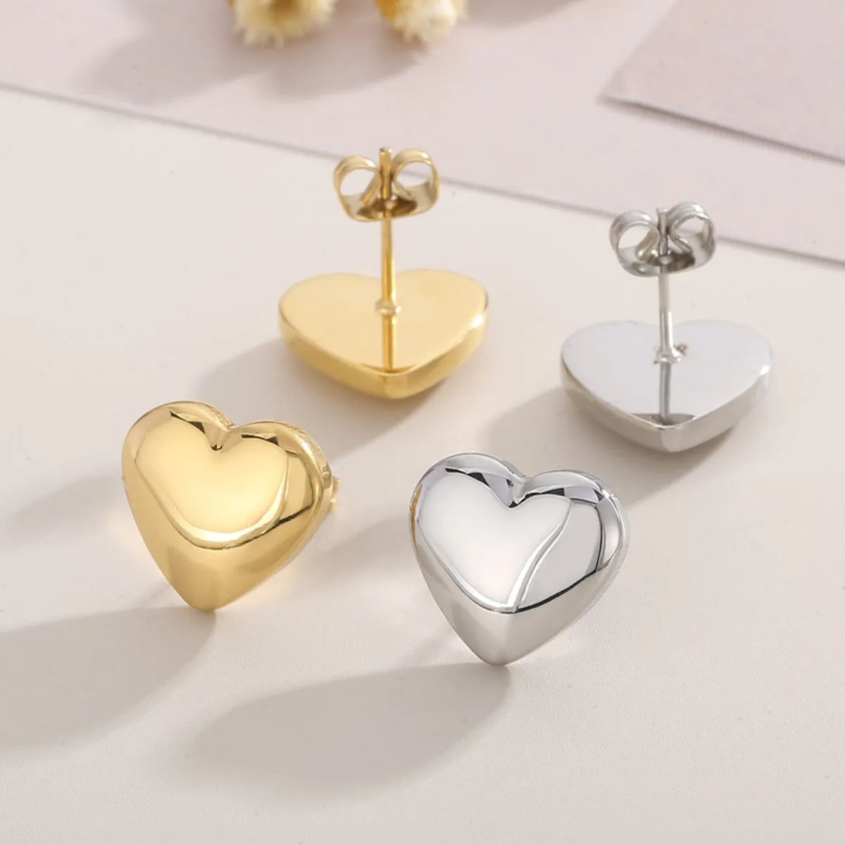 Modern Style Heart Shape Titanium Steel Plating 18k Gold Plated Earrings Necklace