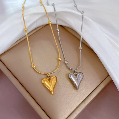 Titanium Steel Modern Style Plating Heart Shape Pendant Necklace