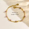 Modern Style IG Style Geometric Flower 304 Stainless Steel Natural Stone Freshwater Pearl 14K Gold Plated Natural Stone Shell Zircon Bracelets In Bulk