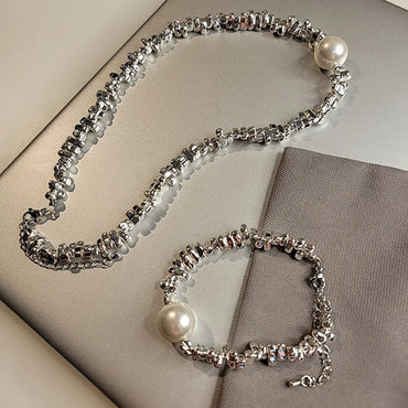 Modern Style Irregular Artificial Pearl Copper Plating Bracelets Necklace