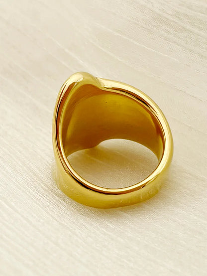 Modern Style Irregular Stainless Steel Gold Plated Wide Band Ring In Bulk