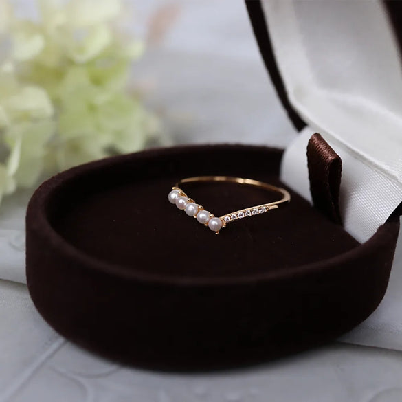 Modern Style Letter Sterling Silver Plating Inlay Artificial Gemstones Pearl 18k Gold Plated Rings