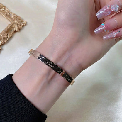 Modern Style Letter Titanium Steel Plating Gold Plated Bangle