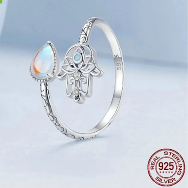 Modern Style Palm Sterling Silver Plating Inlay Zircon Open Rings