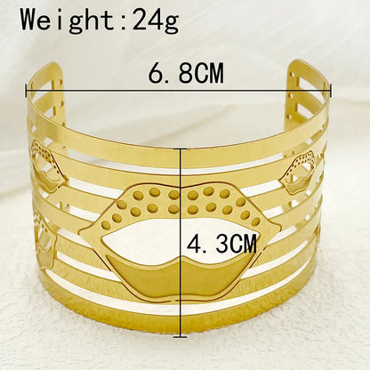 Modern Style Roman Style Commute Lips 304 Stainless Steel 14K Gold Plated Bracelets Bangle In Bulk