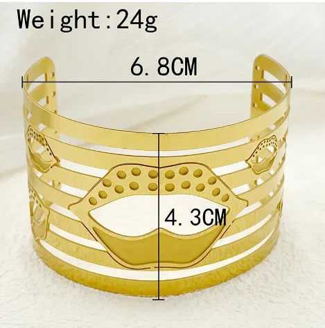 Modern Style Roman Style Commute Lips 304 Stainless Steel 14K Gold Plated Bracelets Bangle In Bulk