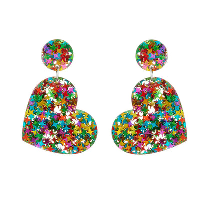 Modern Style Round Heart Shape Arylic Sequins Women's Drop Earrings