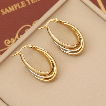 1 Pair Modern Style Round Plating Stainless Steel Earrings