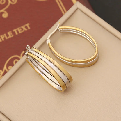 1 Pair Modern Style Round Plating Stainless Steel Earrings