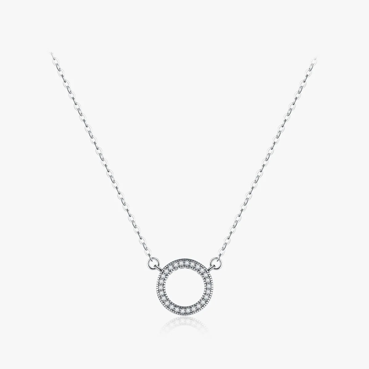 Modern Style Round Sterling Silver Plating Inlay Zircon Thai Silver Pendant Necklace