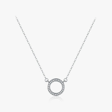 Modern Style Round Sterling Silver Plating Inlay Zircon Thai Silver Pendant Necklace